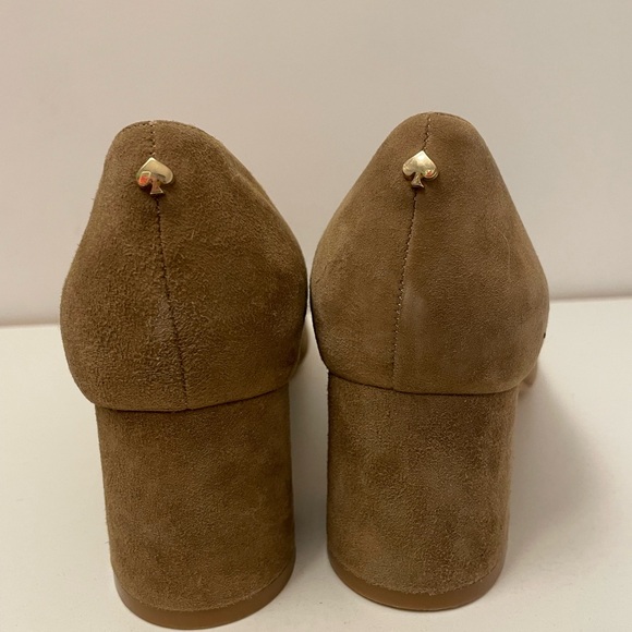 Kate Spade Suede Block Heel Pumps in Tan, Light Brown - Picture 4 of 10